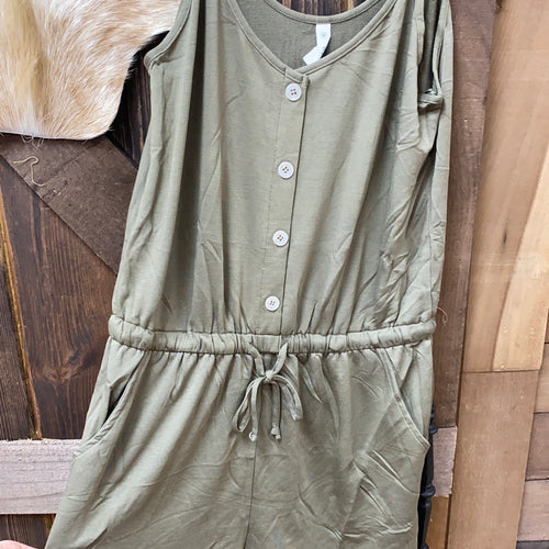 SLEEVELESS BUTTON FRONT ROMPER
