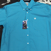 Load image into Gallery viewer, Men’s Blue Cinch Button Up