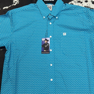 Men’s Blue Cinch Button Up