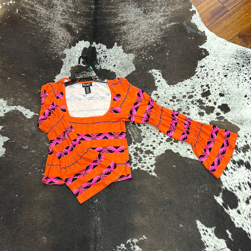 Women’s Orange Square Neck Top