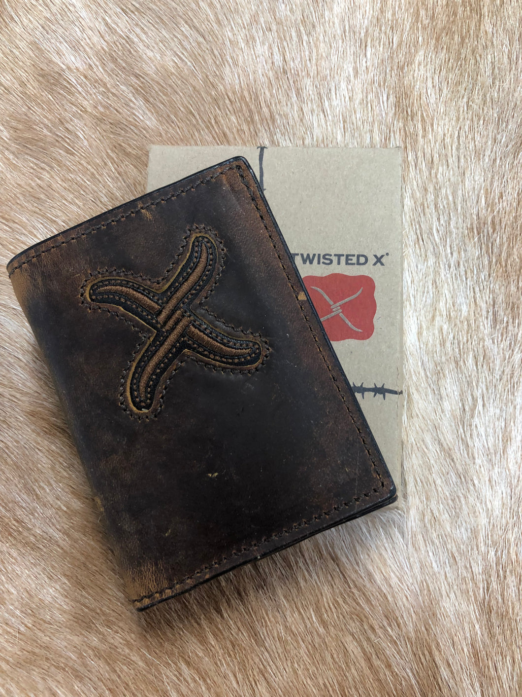 Twisted X Bomber Leather Trifold Wallet Rustic Soul