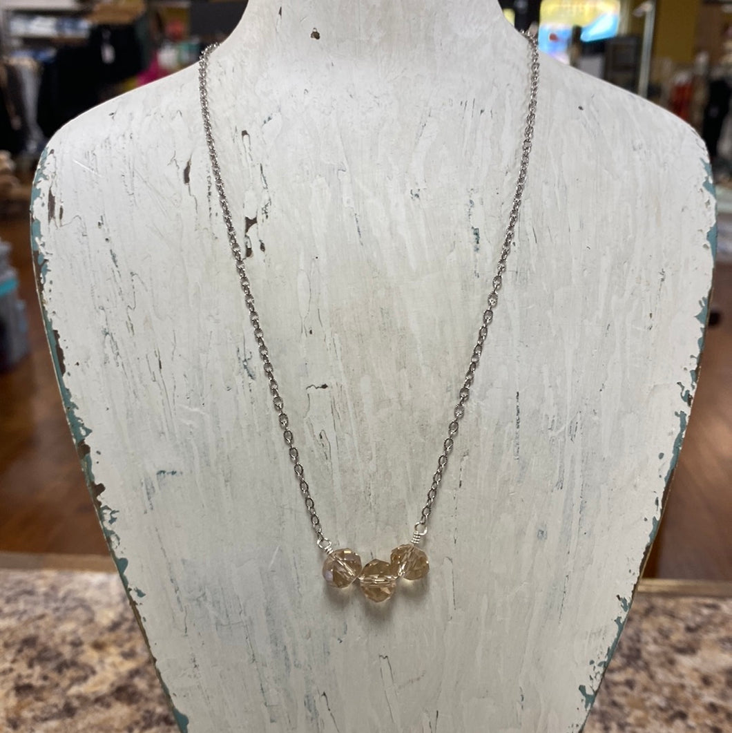 Silver Chain & Crystal Center Necklace