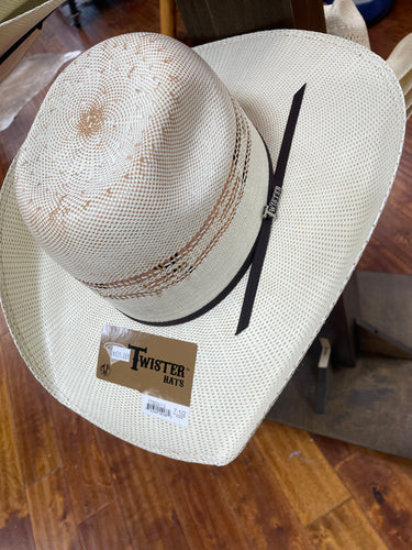 Twister Two-Tone Square Top Straw Hat