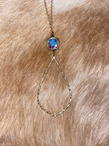 Bronze Opal Teardrop Necklace