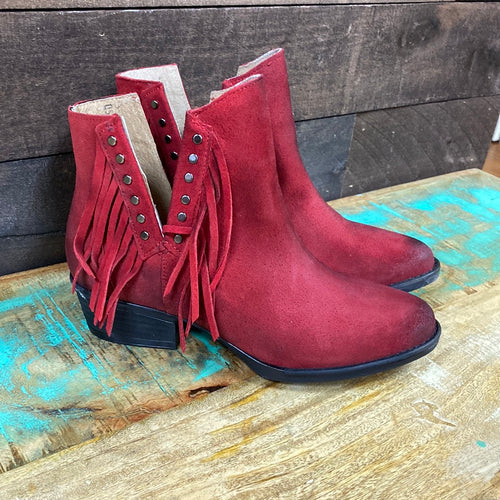 Circle G Red Fringe Bootie