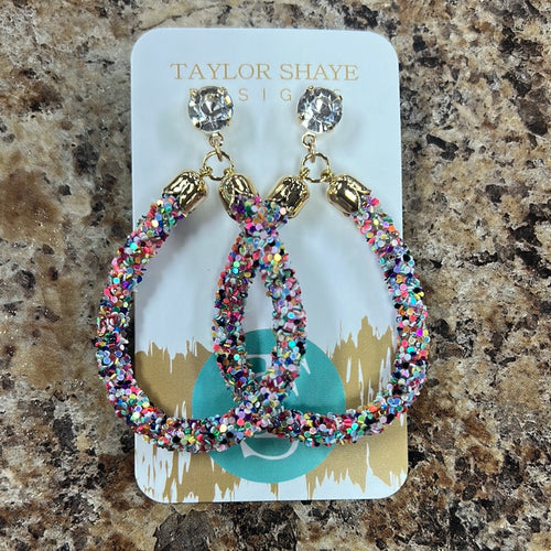 Glitter Teardrop Earrings