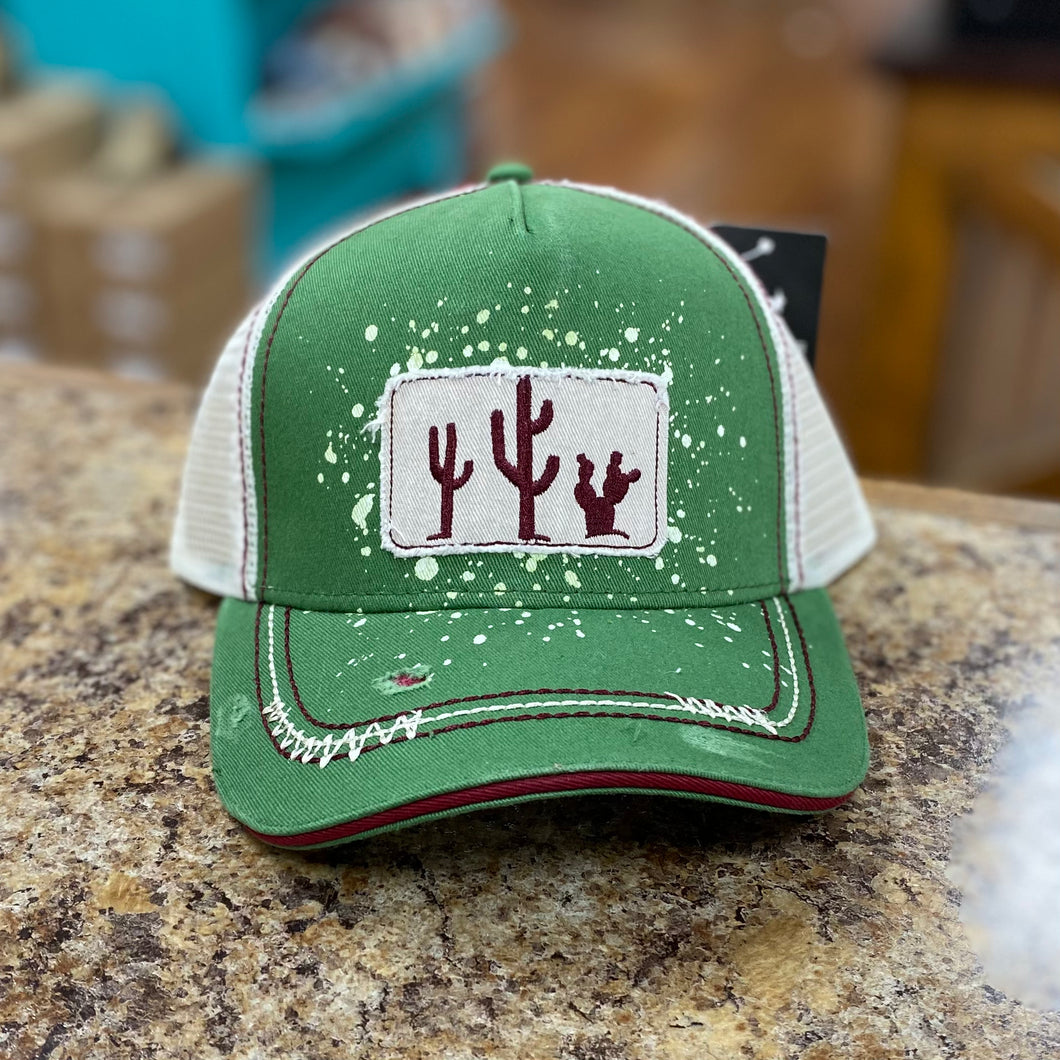Ladies Green Cactus Trucker Cap