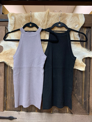 Ribbed Round Neck Sleeveless Top