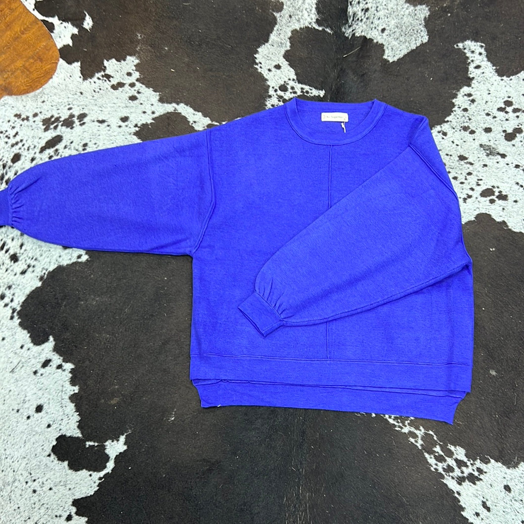 Ribbed Bubble Sleeve Sweater