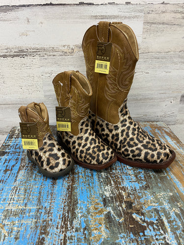 Roper Tan Glitter Leopard Cowgirl Boot