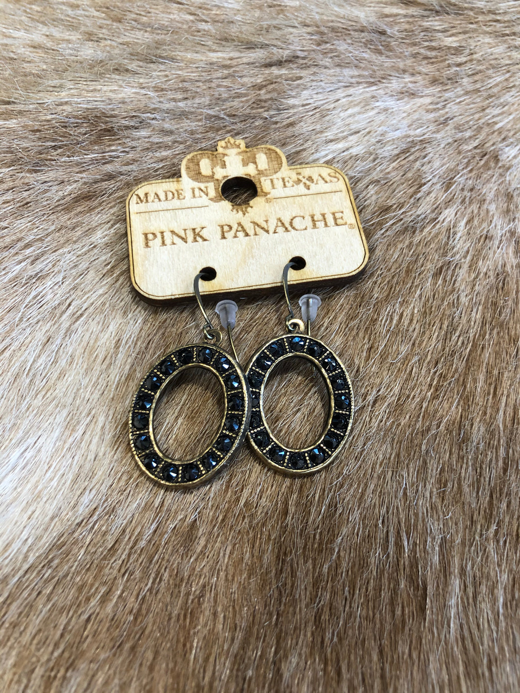 Black Open Oval w/ Crystals