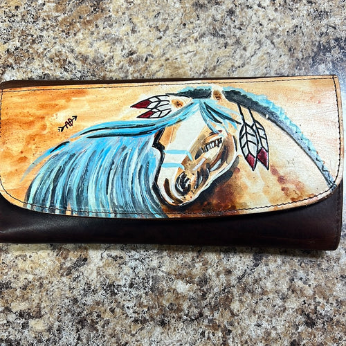 Indian Horse Hand Painted Wallet