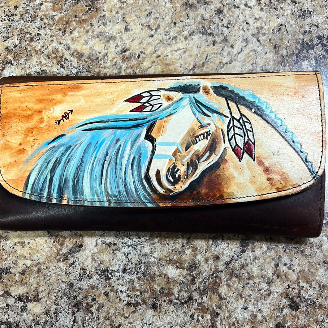 Indian Horse Hand Painted Wallet