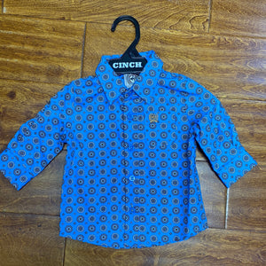 Infant Blue w/ Brown & White Design Shirt.