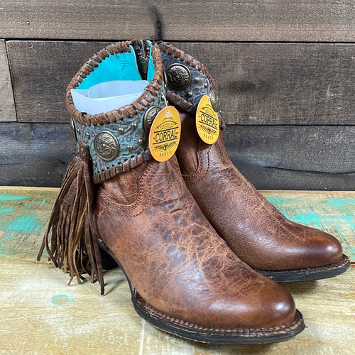 Women’s Corral Cognac Turquoise Booties