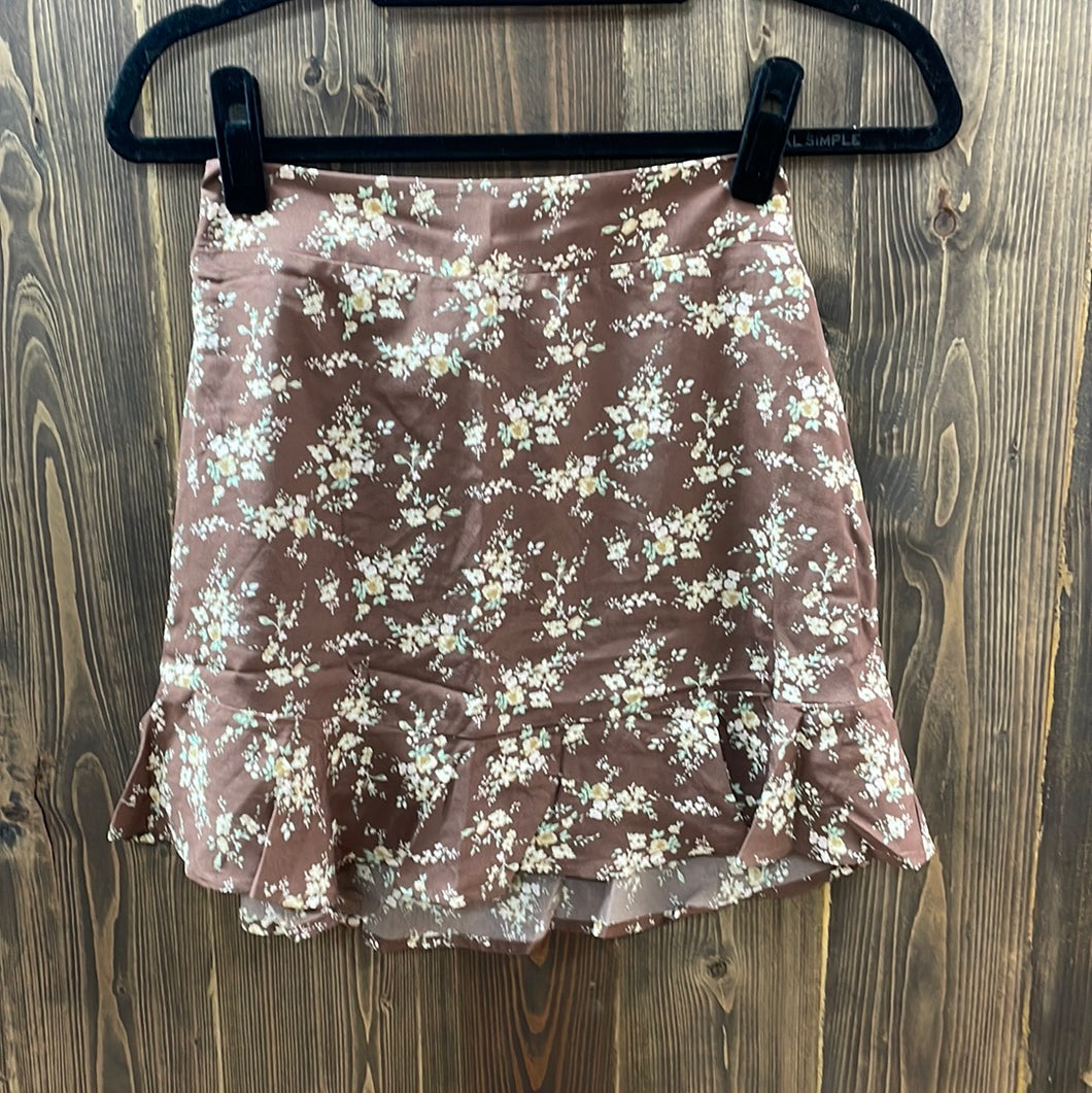Women’s Floral Print Chocolate Skirt
