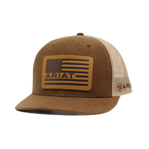 Ariat Oilskin USA Flag Leather Patch Cap