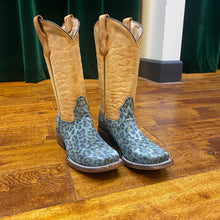 Load image into Gallery viewer, Circle G Turquoise &amp; Honey Leopard Girls Boot