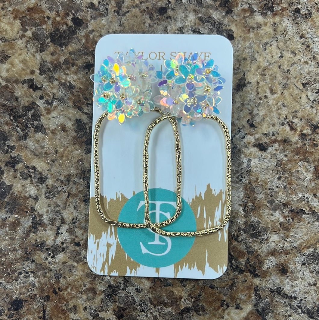 Iridescent Flower Hoops