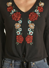 Load image into Gallery viewer, Rock and Roll Black Floral Blouse