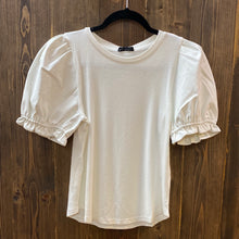 Load image into Gallery viewer, Faux Leather Puff Sleeve Knit Top