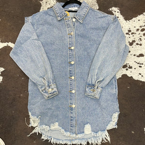 Women’s Distressed Hem Shacket