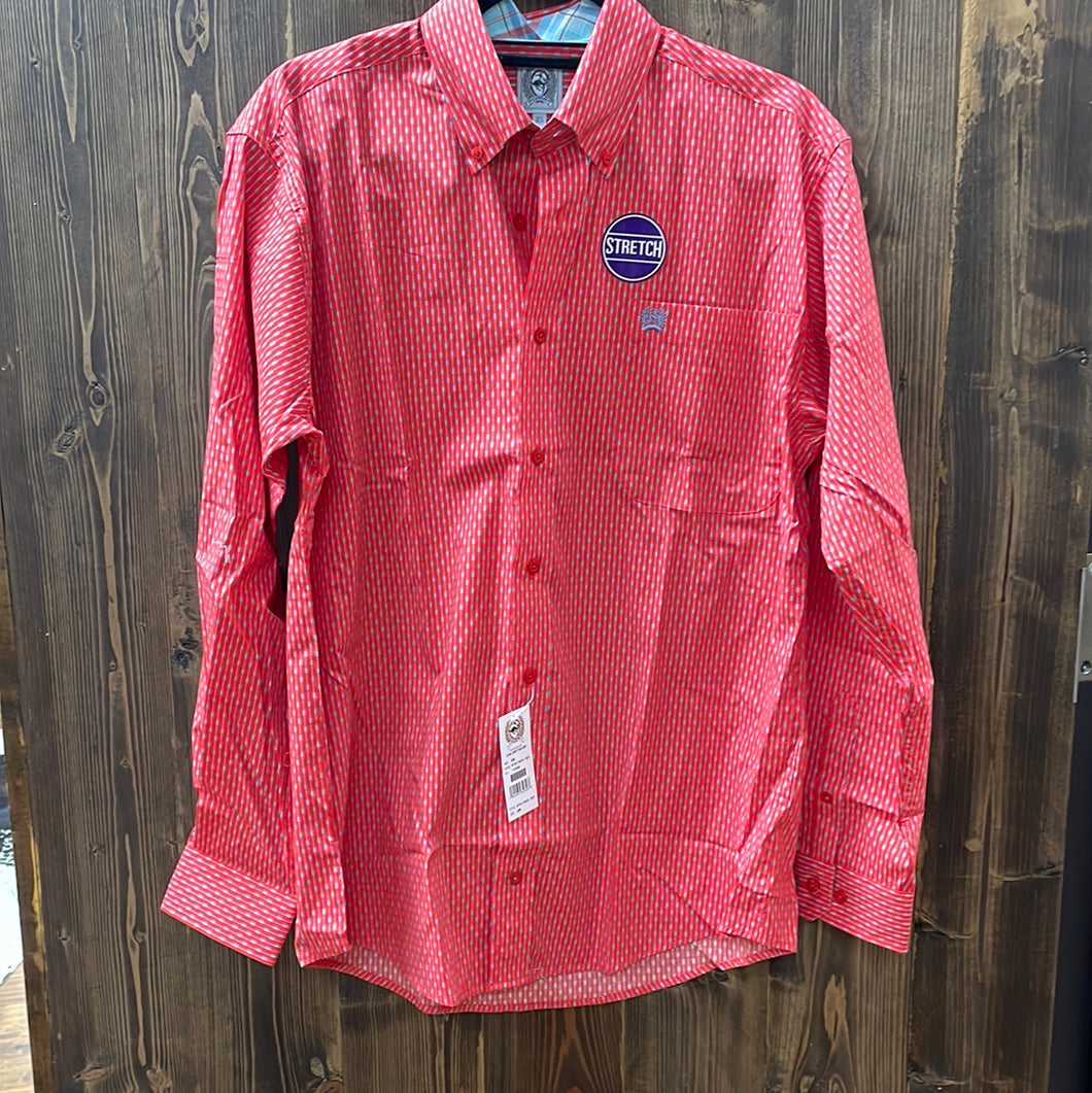 Men’s Aztec Red Cinch Button Up