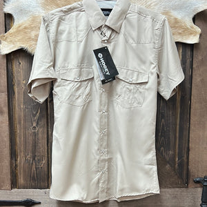 Men’s Tan Short Sleeve Pearl Snap