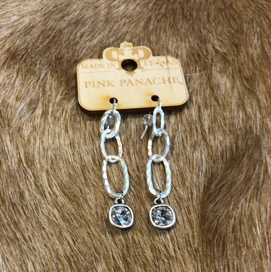 Silver Chain Link Jewel Earrings