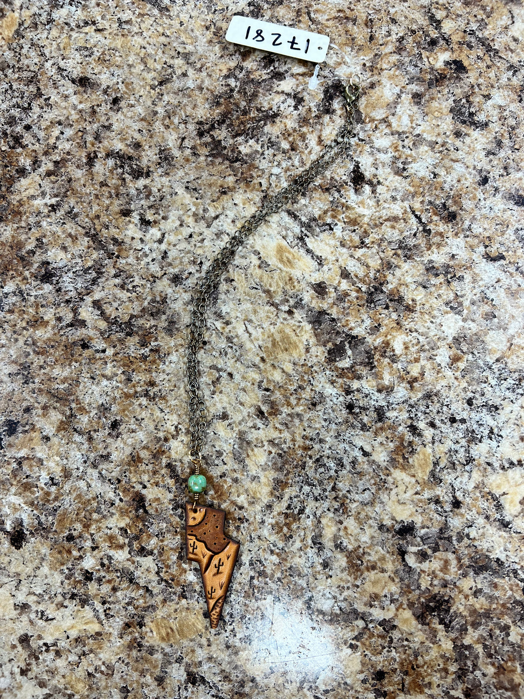 Dark Bronze Chain w/ Turquoise and Tooled Lightening Bolt