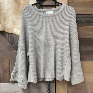 Round Neck Wide Long Sleeve Knit Sweater