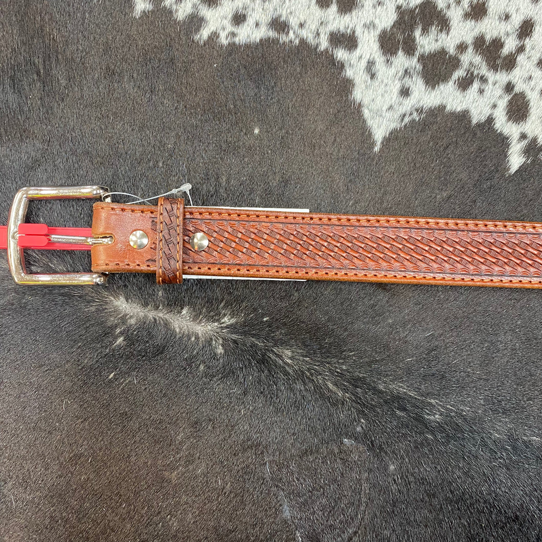 Ranger Basketweave Leather Tooled Belt