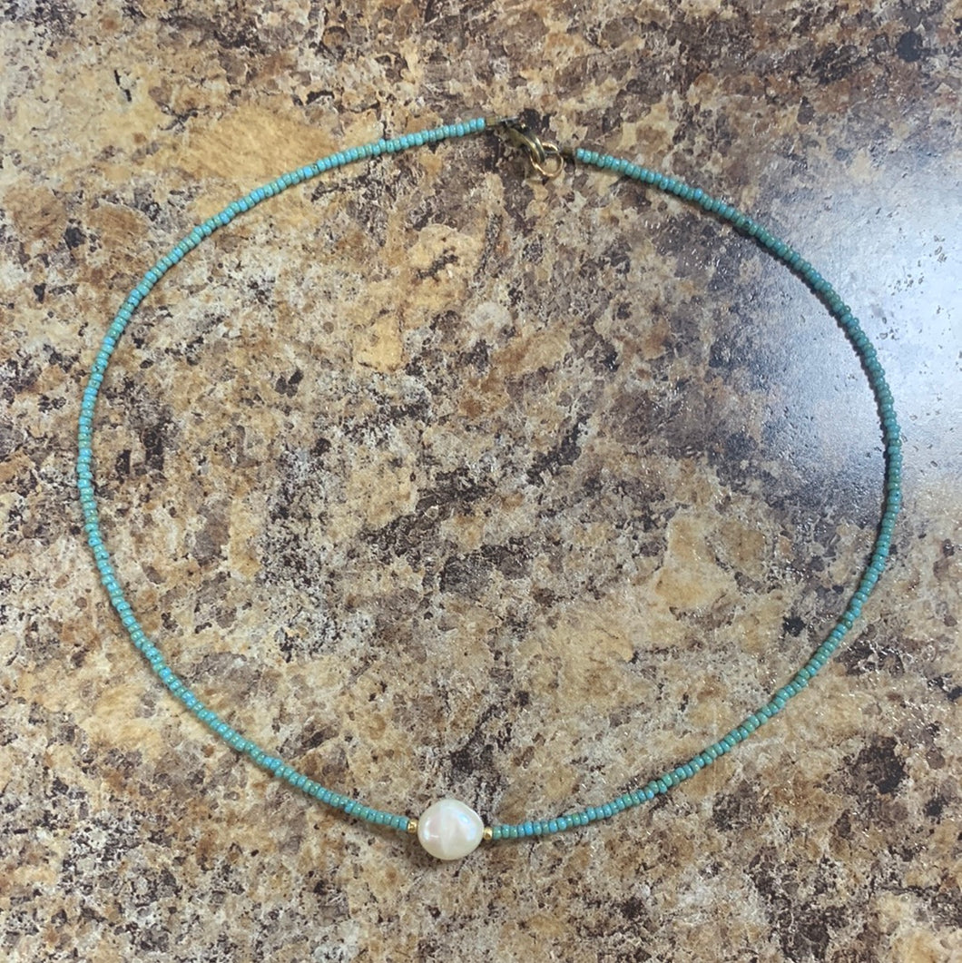 Turquoise Choker with Pearl