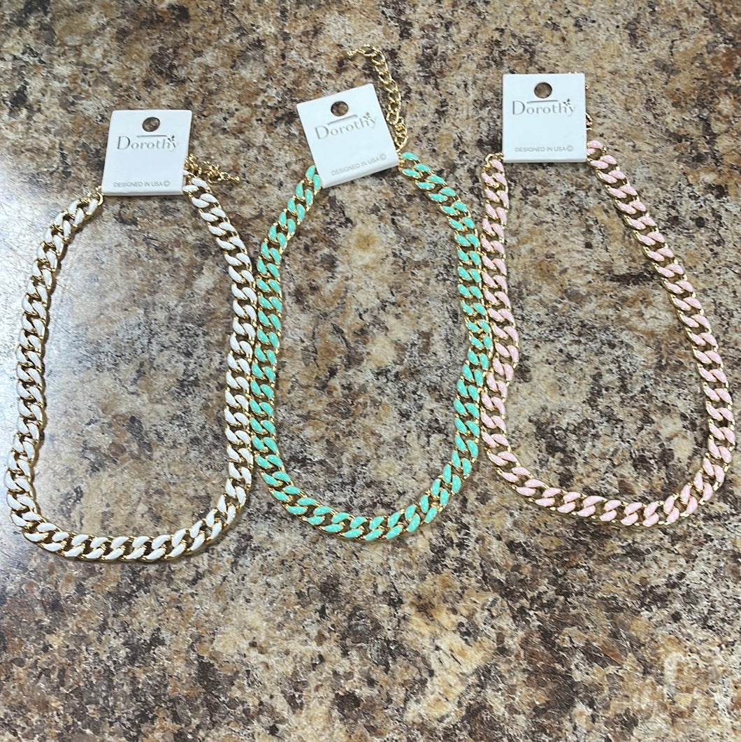 Enamel Gold Chain Necklace