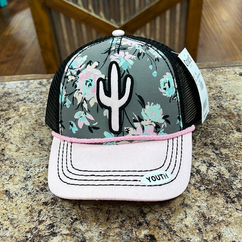 Youth Girls Pink Cactus Cinch Hat