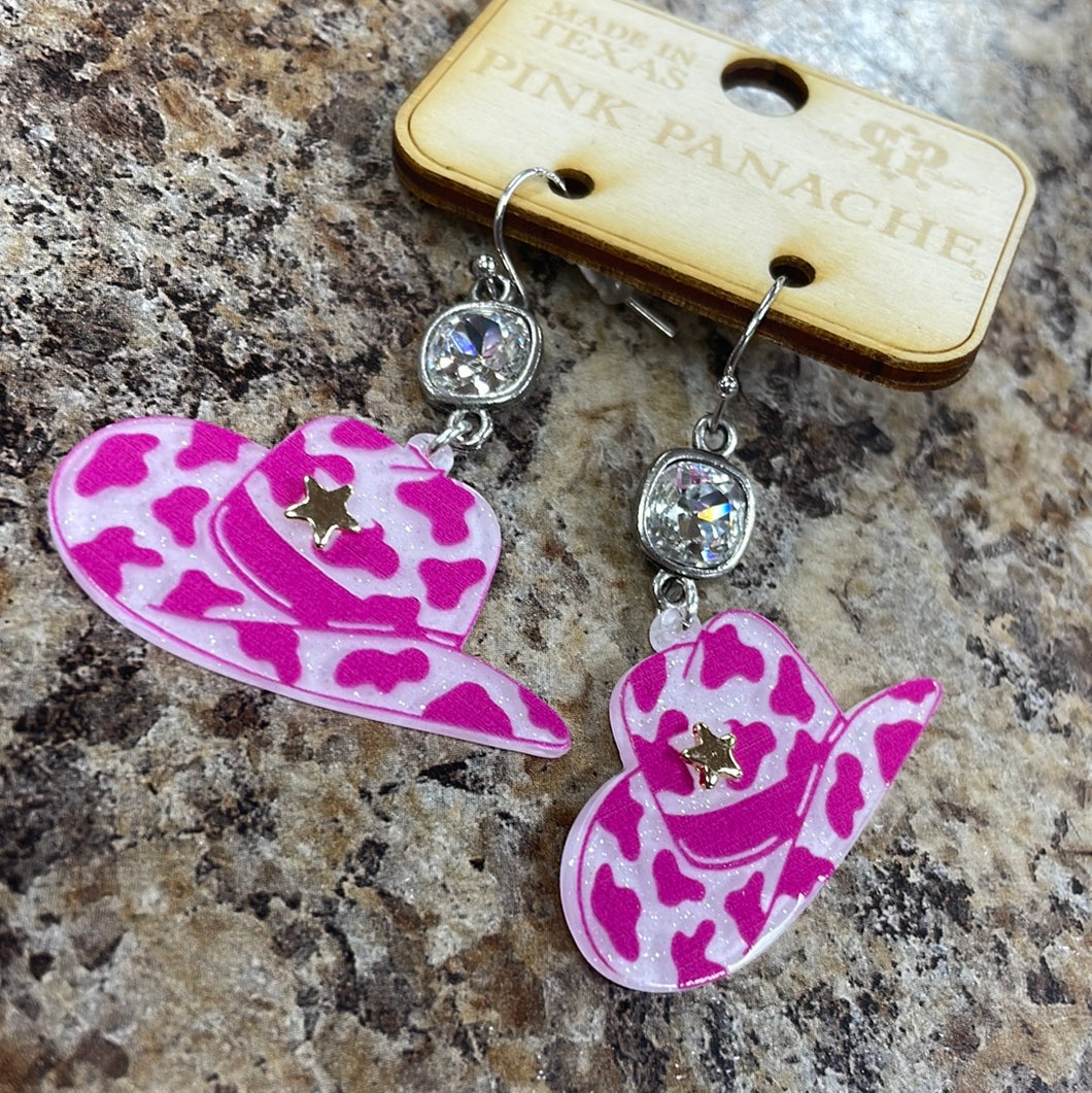 Leopard Cowgirl Hat Earrings