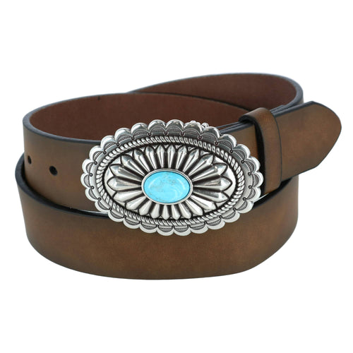 M&F Women's SILVER/BLUE CONCHO Belt