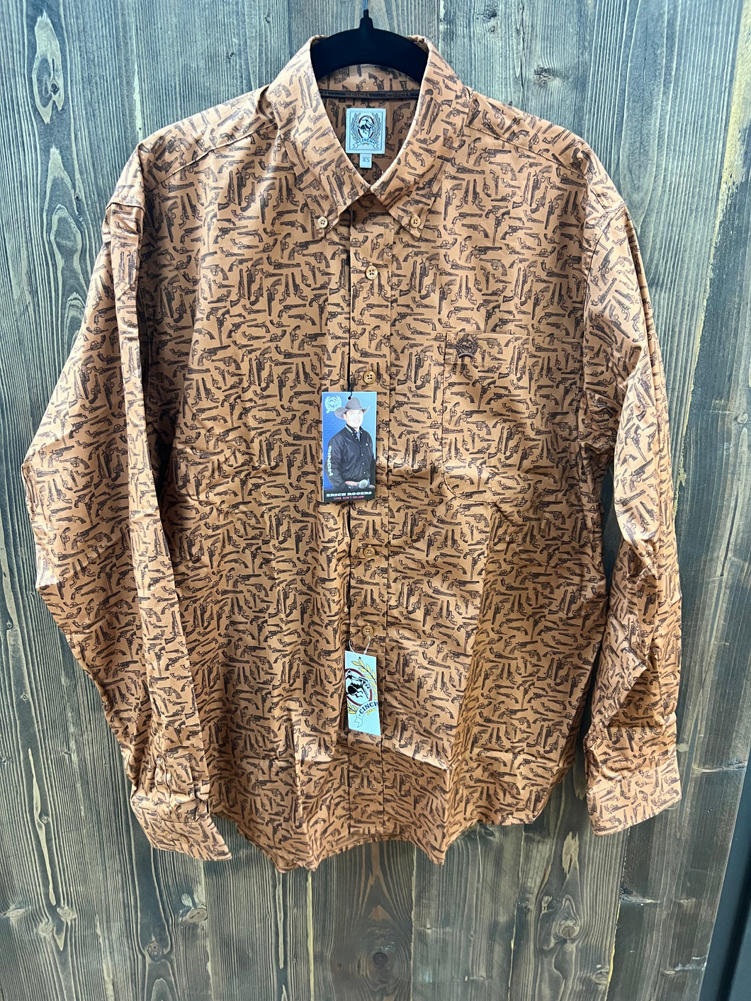 Men’s Pistol Printed Cinch Button Up