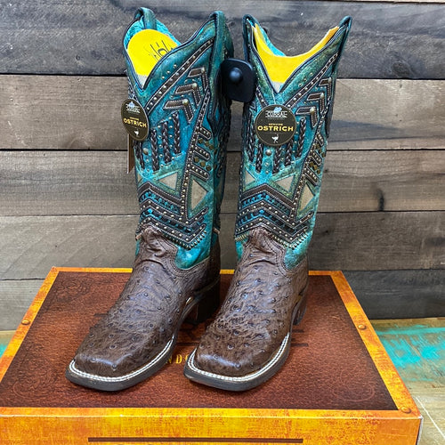 Corral Ladies Ostrich Sq Toe Boot