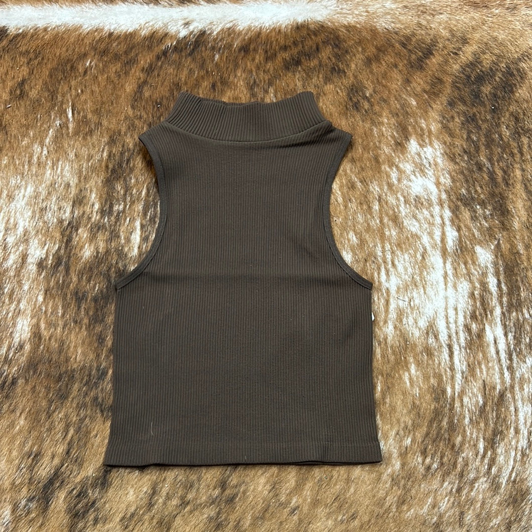 Ribbed Mock Neck Crop Top