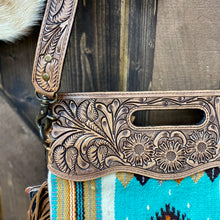 Load image into Gallery viewer, Turquoise Tooled Crossbody Clutch