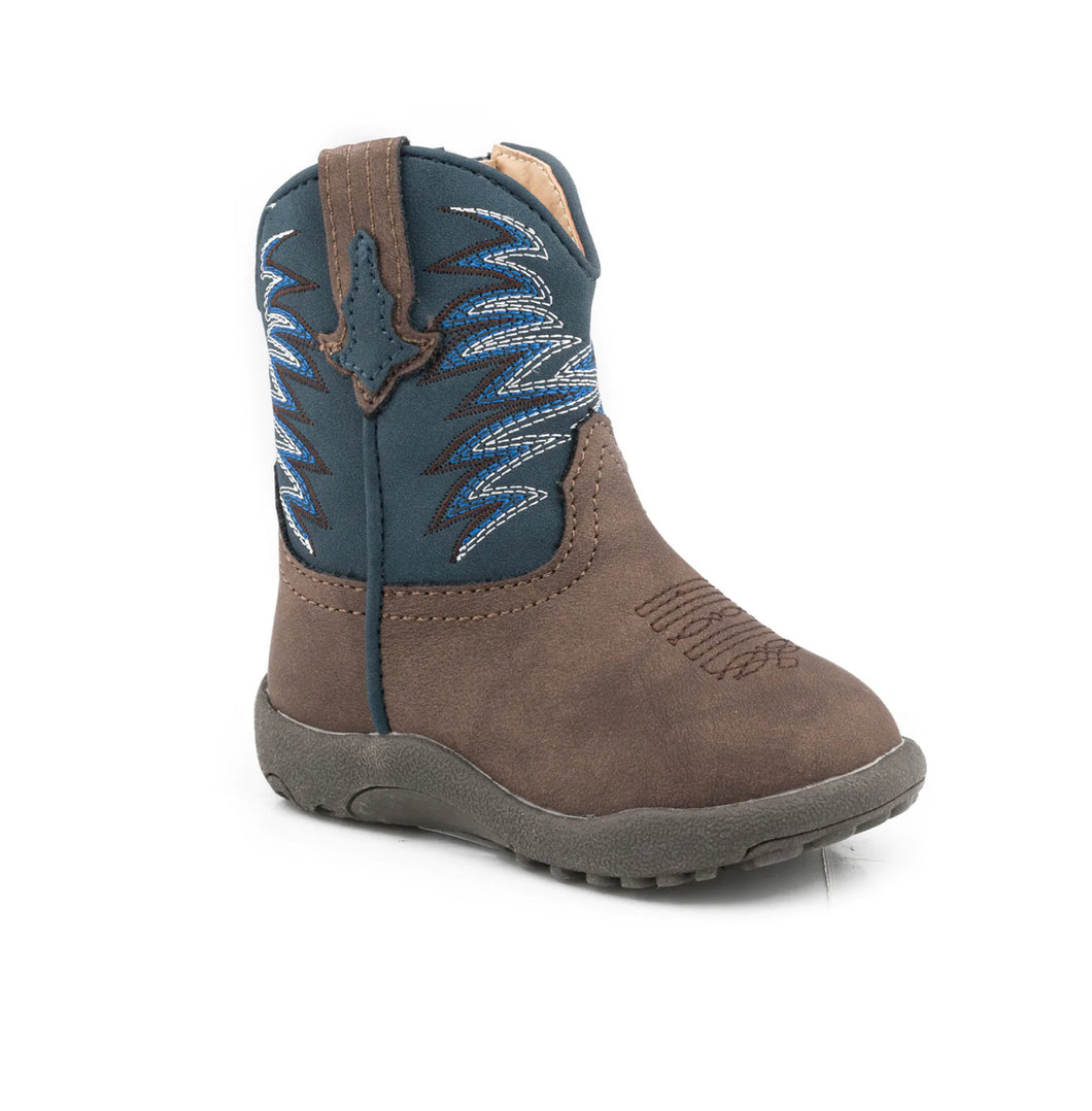 Roper Infants Brown/Navy Jagged Boots