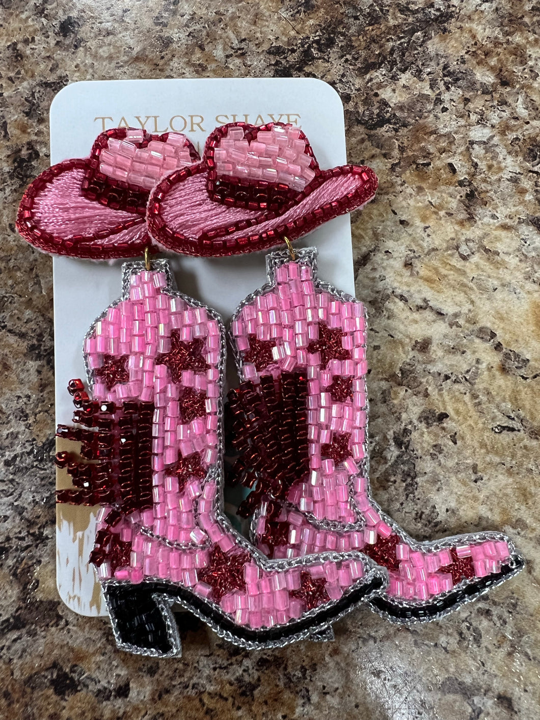 Pretty In Pink Boot Earrings