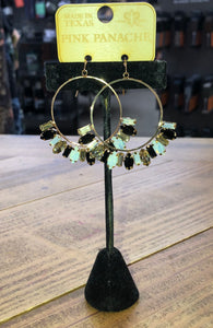 PP Black and White Rhinestone Hoop Earrings