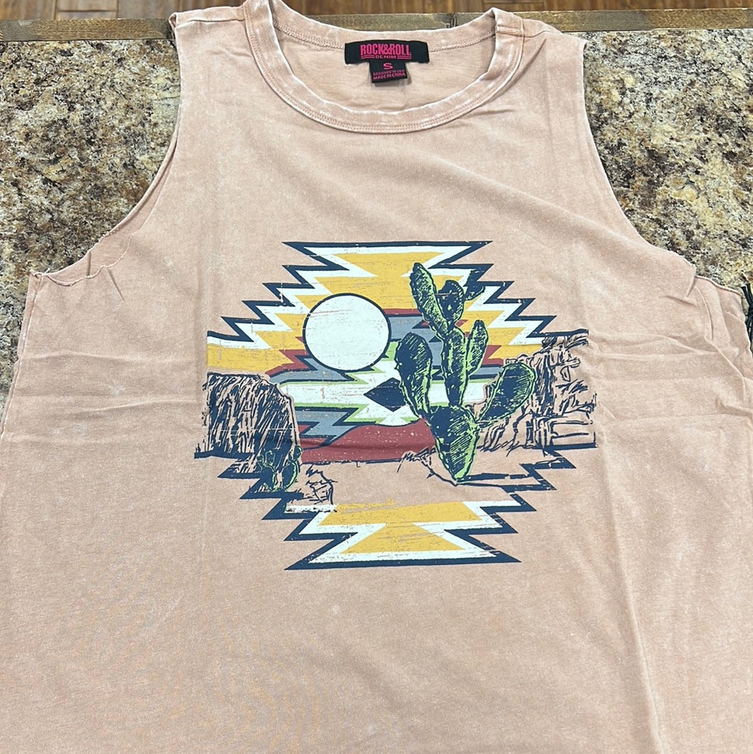 Juniors Tan Rock & Roll Tank