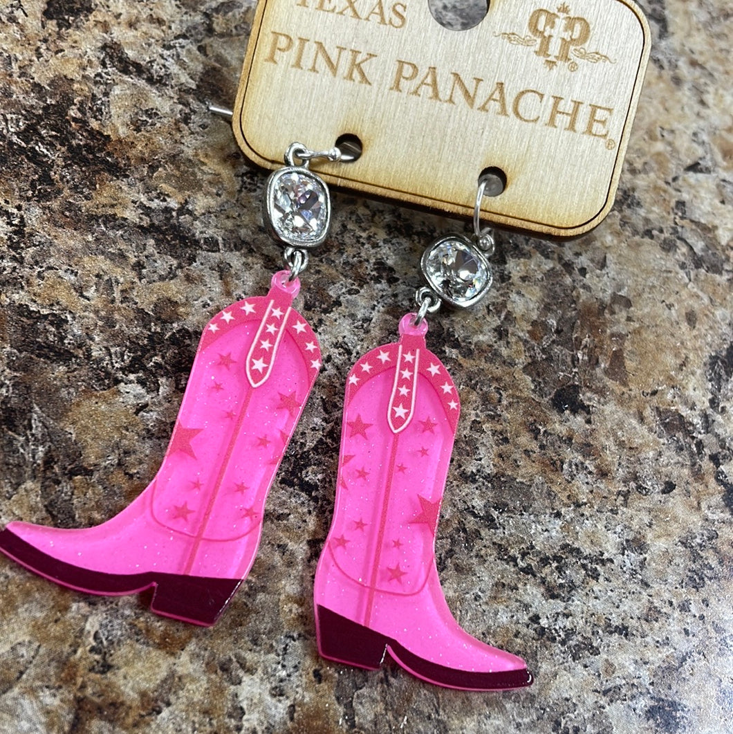 Pink Cowgirl Boot Earrings