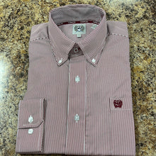 Load image into Gallery viewer, Men’s White &amp; Maroon Striped Cinch Shirt