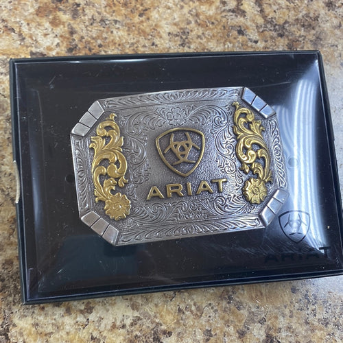 ARIAT RECTANGLE FLORAL BELT BUCKLE