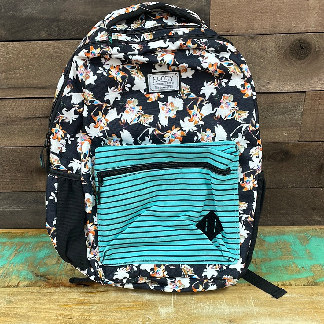 Hooey Backpack Black/White Floral Pattern