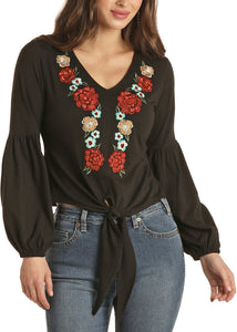 Rock and Roll Black Floral Blouse